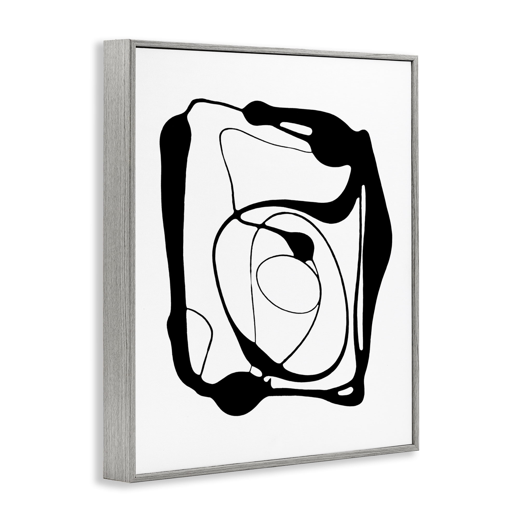 Stupell Industries Black Swirled Figure Abstract Painting Gray Framed Art Print Wall Art, 24 x 30