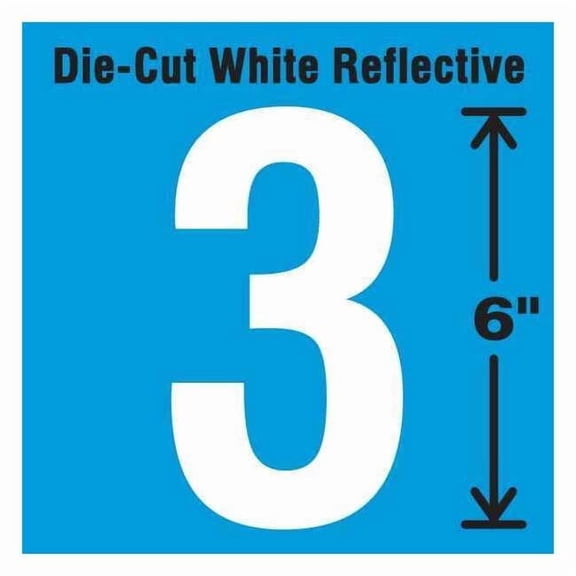 Stranco Number Label, Vinyl, 6 in H, 2-3/4 in W DWR-6-3-EA