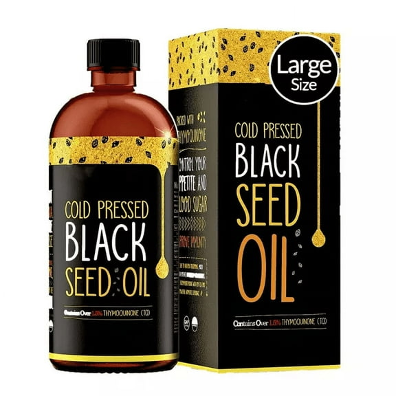 Cold-Pressed, 100% Turkish Black Cumin Seed Oil, Liquid Pure Blackseed Oil, Glass Bottle, 16 oz
