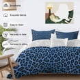 thumbnail image 4 of Blue Leopard Print Bedding 3 Piece Duvet Cover Set Twin Size, Vintage Abstract Animal Patterned Art Soft Microfiber Comforter Cover with Zipper Closure & Pillowcases, FadeResistant Quilt Cover, 4 of 9