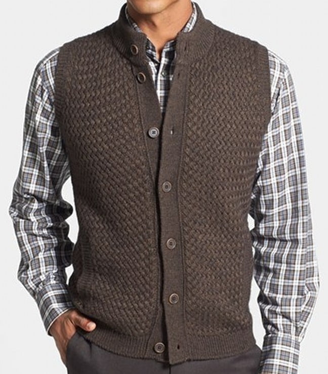 men's button front sweater vest