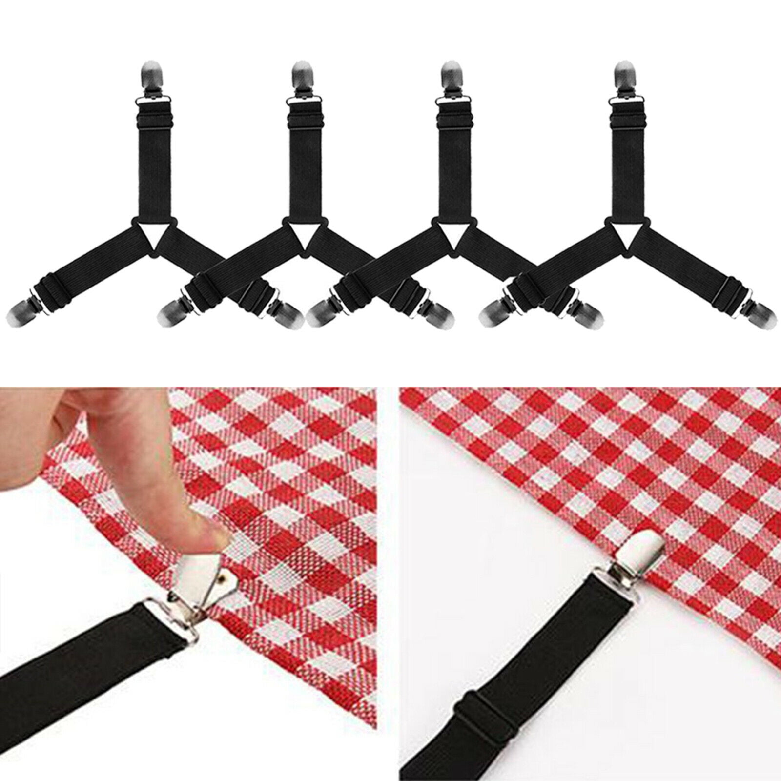 4 X Sheet Iron Cover Fasteners Grippers Straps Hold Grips Elastic Chrome Clips 