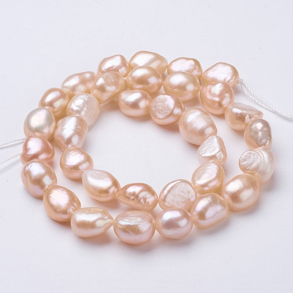 1strand Cultured Freshwater Pearl Beads Strands Sandy Brown 10~12x9~10x7~8mm Hole: 0.5mm about 31~32pcs/strand 14.4 inch