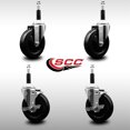thumbnail image 2 of 5 Inch SS Hard Rubber Wheel Swivel 7/8 Inch Expand Stem Caster Set 2 Brakes SCC, 2 of 2