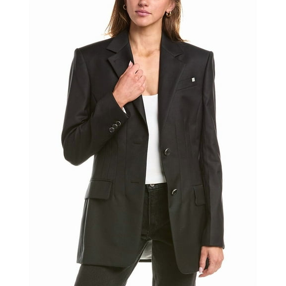 Helmut Lang womens  Darted Classic Wool Blazer, 6, Black