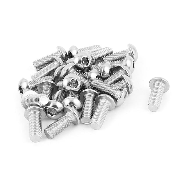 25 Pcs M8 x 20mm Tornillo de Cabeza de Botón de Acero Inoxidable de Tonalidad Plateada