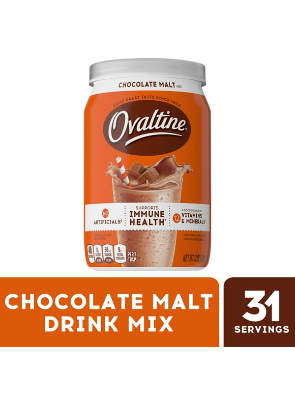 Ovaltine Chocolate Malt Powdered Drink Mix for Hot and Cold Milk Canister 12 oz
