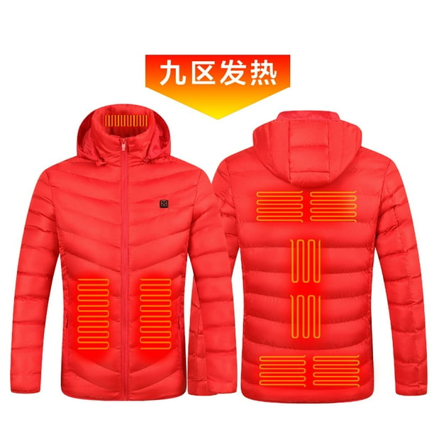 District 9 Calefacción inteligente Algodón Algodón con capucha Hombres Invierno Engrosado Electri (M) Rojo Sywqhk Libre de BPA