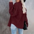 thumbnail image 5 of Women's Corduroy Shirt Jacket Long Sleeve Solid Lapel Collar Button Down Lounge Cardigan Coat with Pocket Wine L, 5 of 9