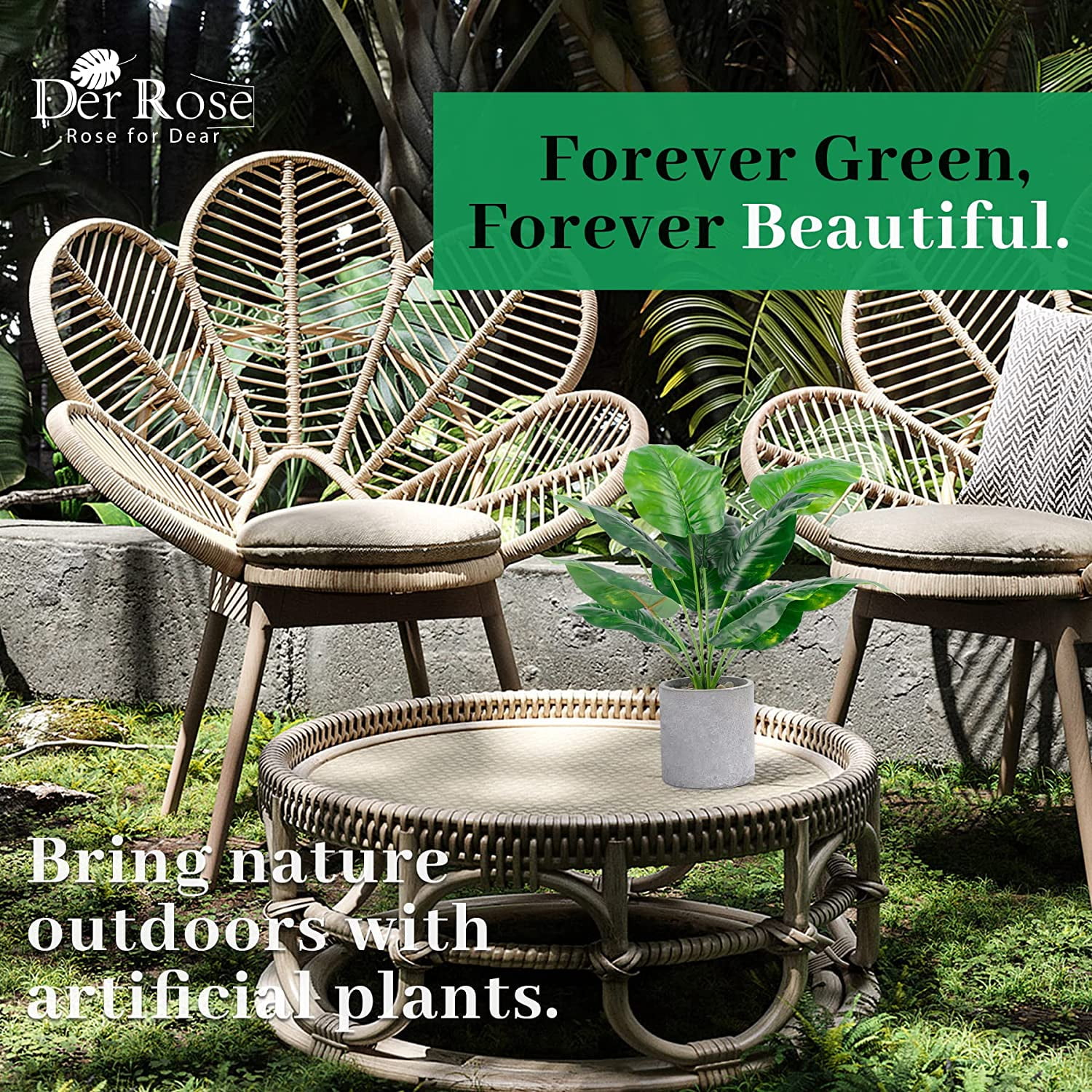Der Rose 2 Pack  Pulp Fake Plant Artificial Pot, office desk family farmhouse decoration
