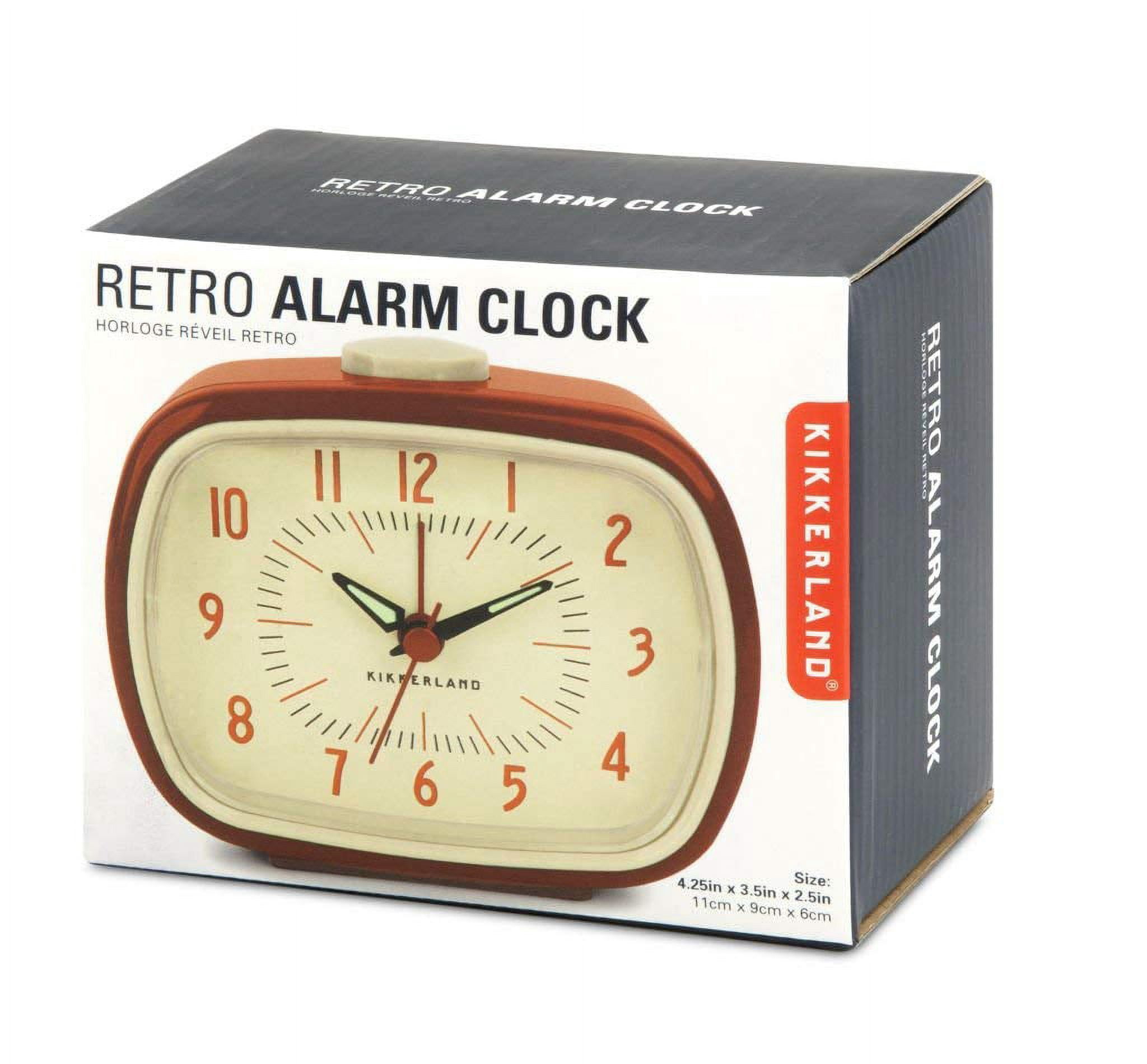 Red Retro Alarm Clock, Battery Operated Vintage Analog Clock