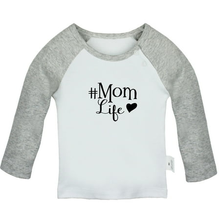 

Mom Life Funny T shirt For Baby Newborn Babies T-shirts Infant Tops 0-24M Kids Graphic Tees Clothing (Long Gray Raglan T-shirt 12-18 Months)