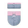 thumbnail image 2 of HELLHERO Denim Stripes 2 Pcs Set Round Toilet Lid Dust Cover Universal Elastic Fabric, Fits All Toilet Shapes, Modern Bathrooms, 2 of 7