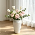 thumbnail image 6 of Vase for Home Decor - Boho Vases for Flower, Modern Textured Vase for Centerpieces, Living Room, Kitchen, Fireplace, Entryway Decor White, 6 of 6