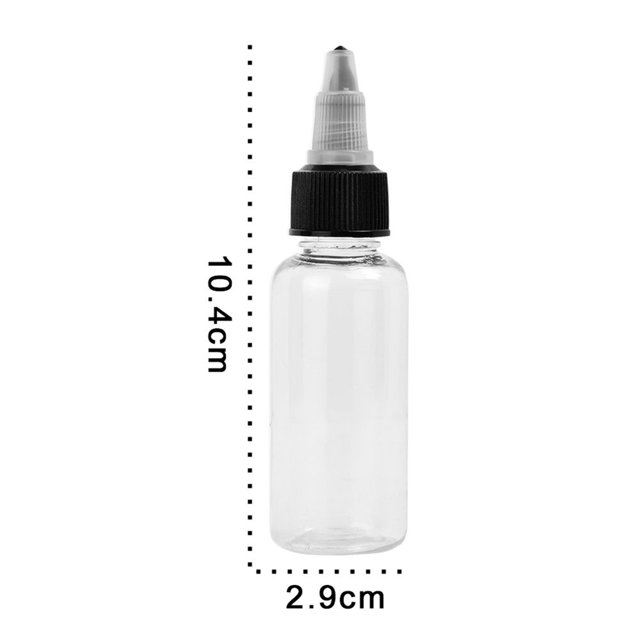 10Pcs Plastic Clear Round Empty Bottle Container For Tattoo Ink Color Pigment with Tattoo Accessories
