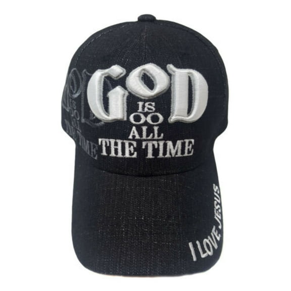 GOD IS GOOD ALL THE TIME Denim Black Christian Baseball Hat Cap