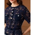 thumbnail image 2 of Royal Blue Lace Fit & Flare Short Sleeve Dress With Pockets And Belt, 2 of 24