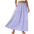 thumbnail image 4 of Hvyesh Cotton Linen Skirt for Women Smock Layered Tiered Maxi Skirt High Waisted A Line Flowy Skirts with Pockets, 4 of 9