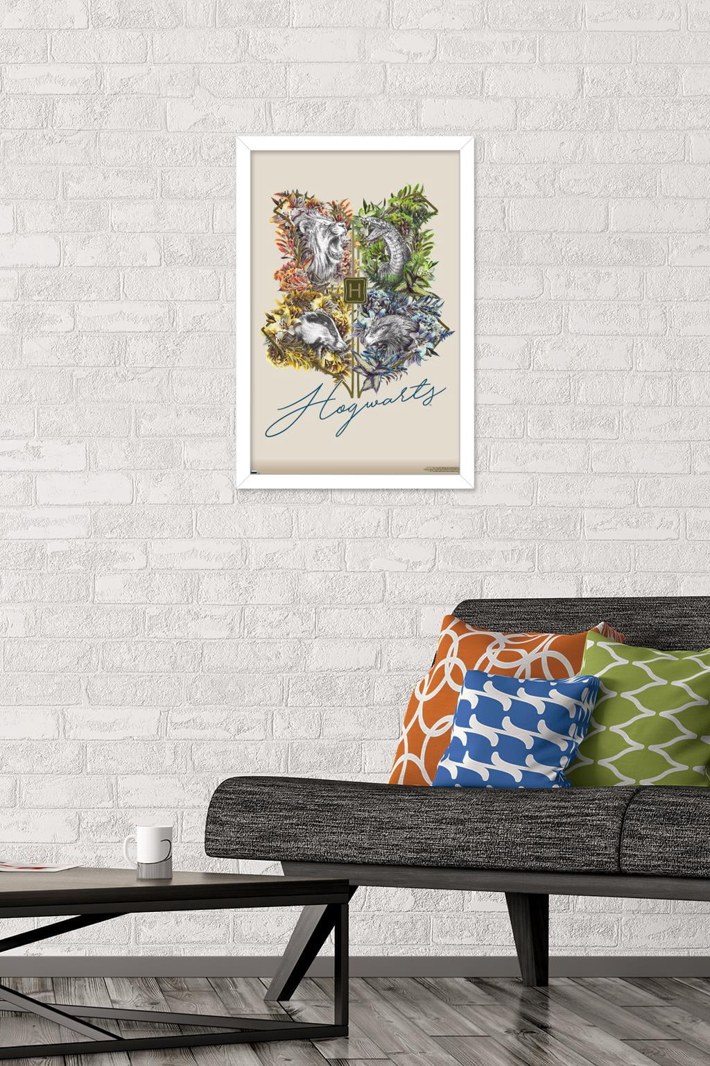 The Wizarding World: Harry Potter - Flower House Crest Wall Poster, 14.725" x 22.375", Framed