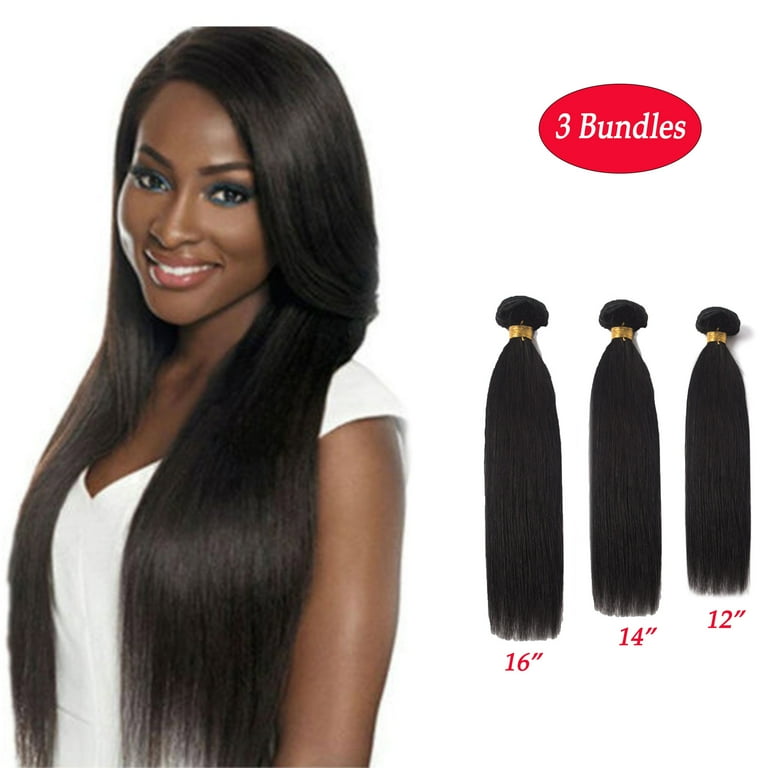 Bundles w/ Closure outlet Remy Human Hair Straight 18