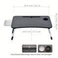 thumbnail image 3 of Mesa de cama para ordenador portátil, mesa de regazo plegable con portavasos, cajón, soporte para tableta, bandeja de cama para ordenador portátil, mesa de regazo portátil, patas plegables, 3 of 4