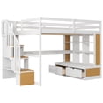thumbnail image 5 of Harper & Bright Designs Full Size Loft Bed with Stairs and Desk, Wood Loft Beds Frame with Storage Drawers and Bookcase Shelves for Adults, Natural+White, 5 of 13