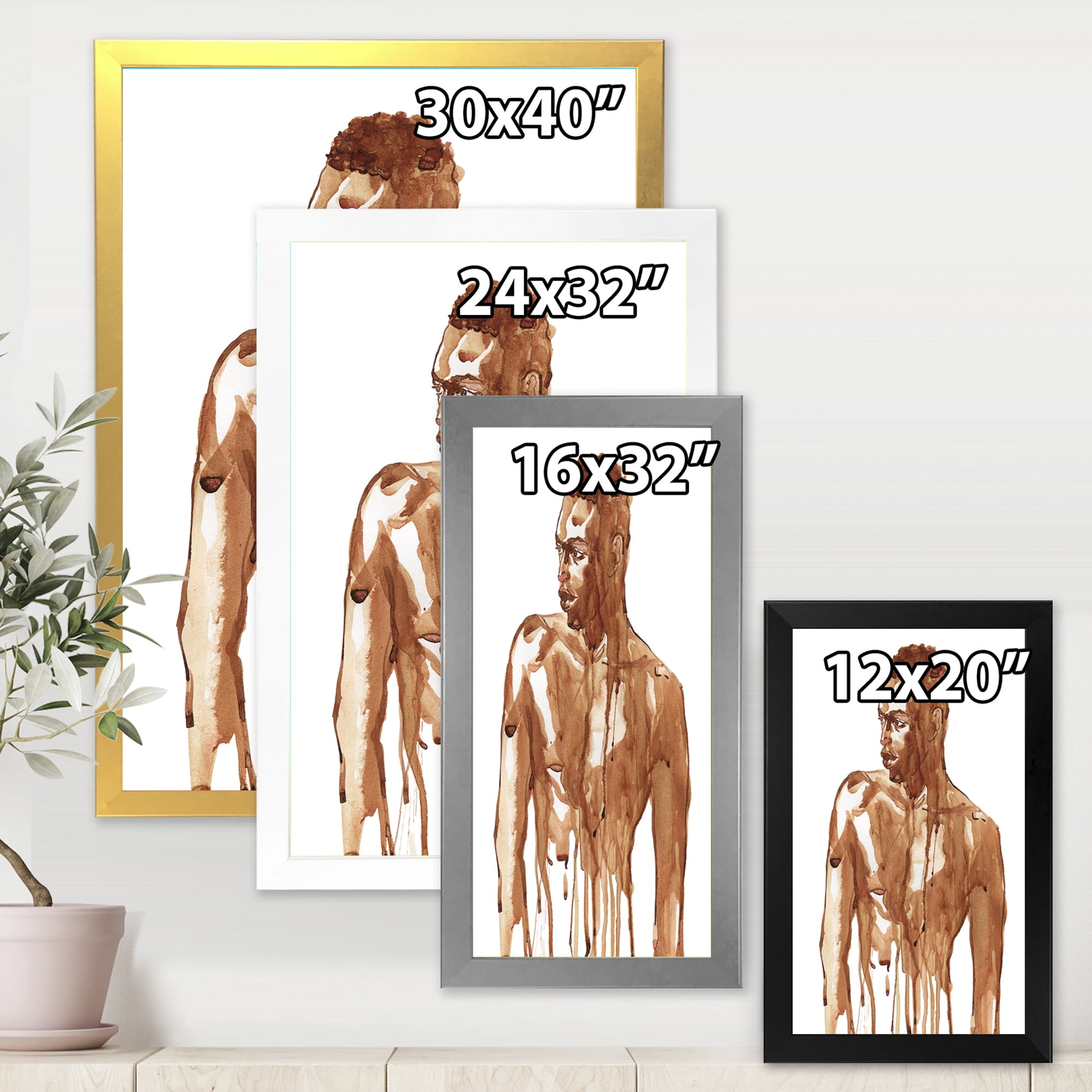 Designart 'Portrait of Handsome African Man On White II' Modern Framed Art Print