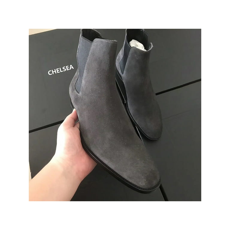 Woobling Men Casual Dress Bootie Shoes On Chelsea Office Comfortable Pointed Toe Elastic Boot Gray 11 Walmart.com