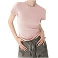 thumbnail image 2 of T-shirt en Coton, Couleur Unie, Manches Courtes, Col Rond, Coupe Ample, pour Tenue Décontractée, Tenue Quotidienne, Tissu Doux, Style Polyvalent, Confort Léger, Mode Printemps Été, 2 of 6