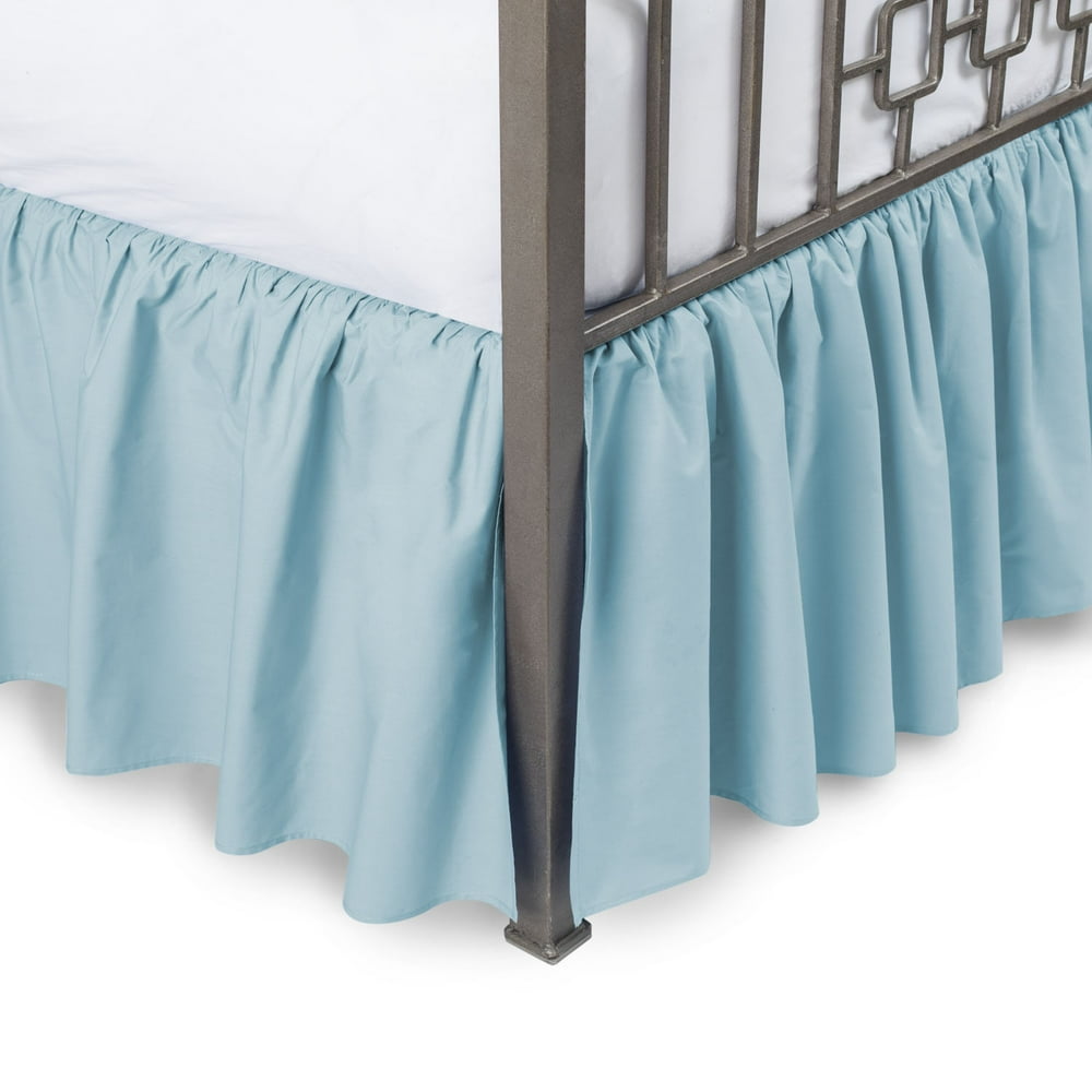 Ruffled Bed Skirt with Split Corners King, Porcelain Blue, 21" Drop