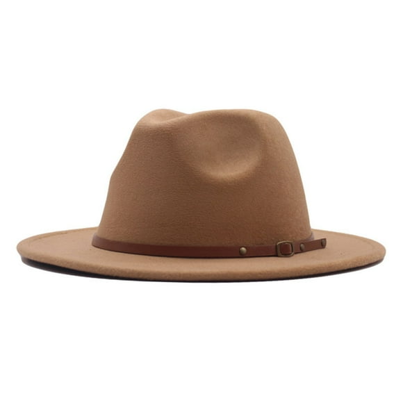 Bunenne Sun Hats for Women Beach Hats for Women Panama Hat Men Womens Fedora Panama Wool Belt Classic Hat Buckle Hat Floppy Wide Caps Fedora Hats for Women Wide Brim Hats Khaki One Size