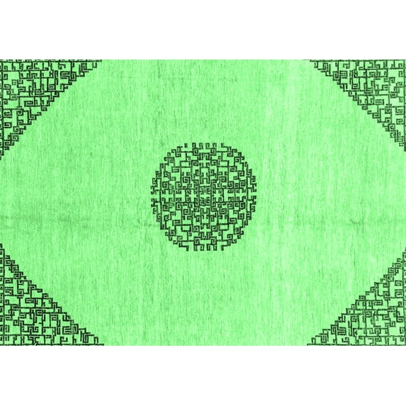 Ahgly Company Indoor Rectangle Abstract Emerald Green Modern Area Rugs, 2' x 4'