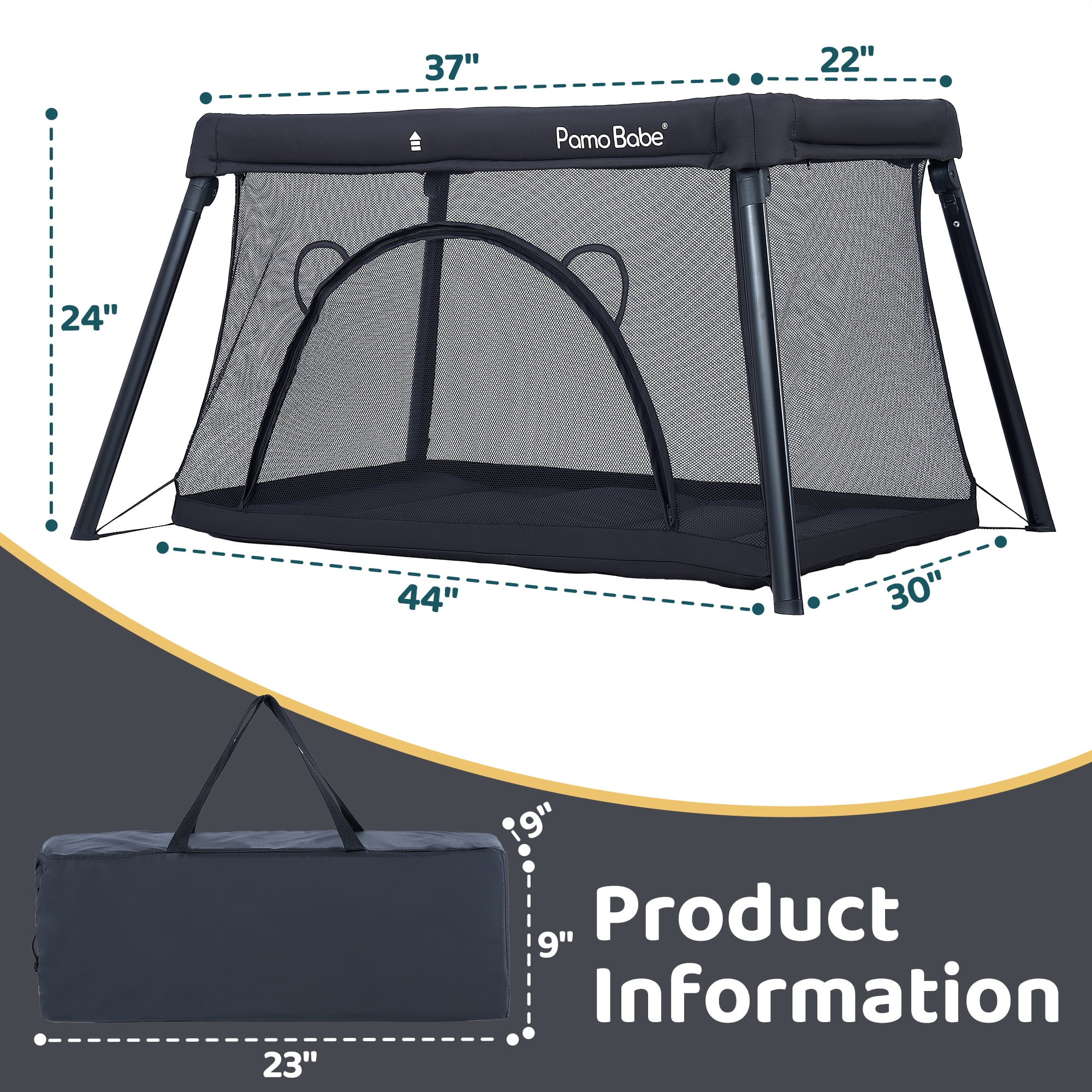 Pamo Babe Travel Playard for Toddler, Lightweight Portable Baby Playpen for Travel