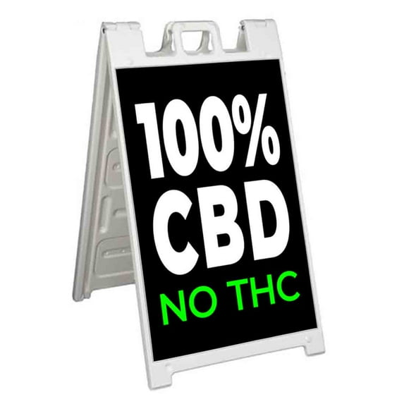 100 Cbd No Thc (24" X 36") Standard A-Frame Signicade, Includes Decal Applied To Stand