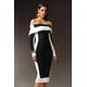 thumbnail image 4 of Vestido Bellabarnetten Mattey con hombros descubiertos, vendaje a rayas, 4 of 6