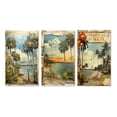 thumbnail image 2 of Designart "Vintage Florida Collage of Palm Trees and Beach II" Florida Wall Art Set Of 3 - Modern Green Canvas Set For Living Room Decor, 2 of 6