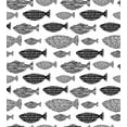 thumbnail image 3 of Fish Duvet Cover Set, Minimalist Fish with Pared down Dots and Stripped Lines Sea Animal Image, Decorative 3 Piece Bedding Set with 2 Pillow Shams, Queen Size, Black White, by Ambesonne, 3 of 3