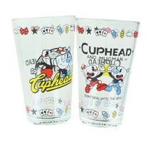 Cuphead and Mugman 16 Ounce Pint Glass Set