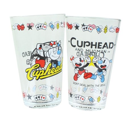 Cuphead and Mugman 16 Ounce Pint Glass Set