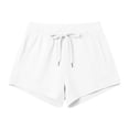 thumbnail image 3 of Arlun Women's Sweat Shorts with Pockets Trendy Spliced Drawstring Elastic High Waist Loose Fit Athletic Running Shorts Comfortable Solid Color Summer Casual Short Pants White XS, 3 of 3