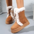 thumbnail image 5 of Eltusu Women Winter Snow Boots, Windproof Comfy Non-Slip Thermal Mid-Calf Boots Brown Size 9, 5 of 7