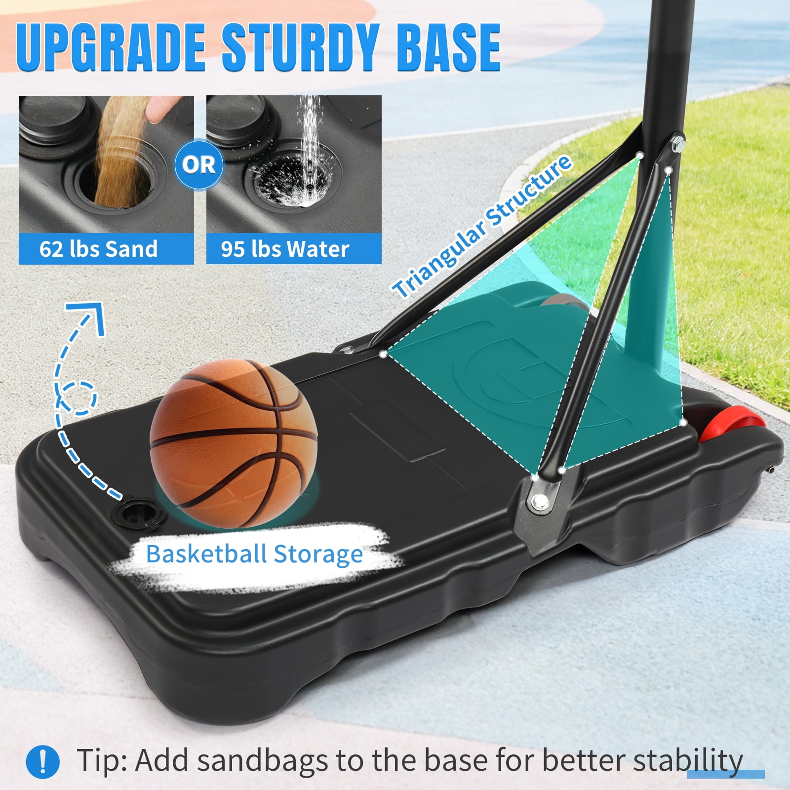 Ktaxon 28in Portable Basketball Hoop,5.25-6.8ft Adjustable Height Basketball Goals System Indoor Outdoor