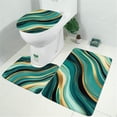 thumbnail image 2 of Blue and Gold Marble Glitter Streaks Pattern Bathroom Rugs Sets 3 Piece,Toilet Cover Set,Absorbent Non Slip Bathroom Mats Sets with U-Shaped Contour Rug Toilet Rug Set, 2 of 5