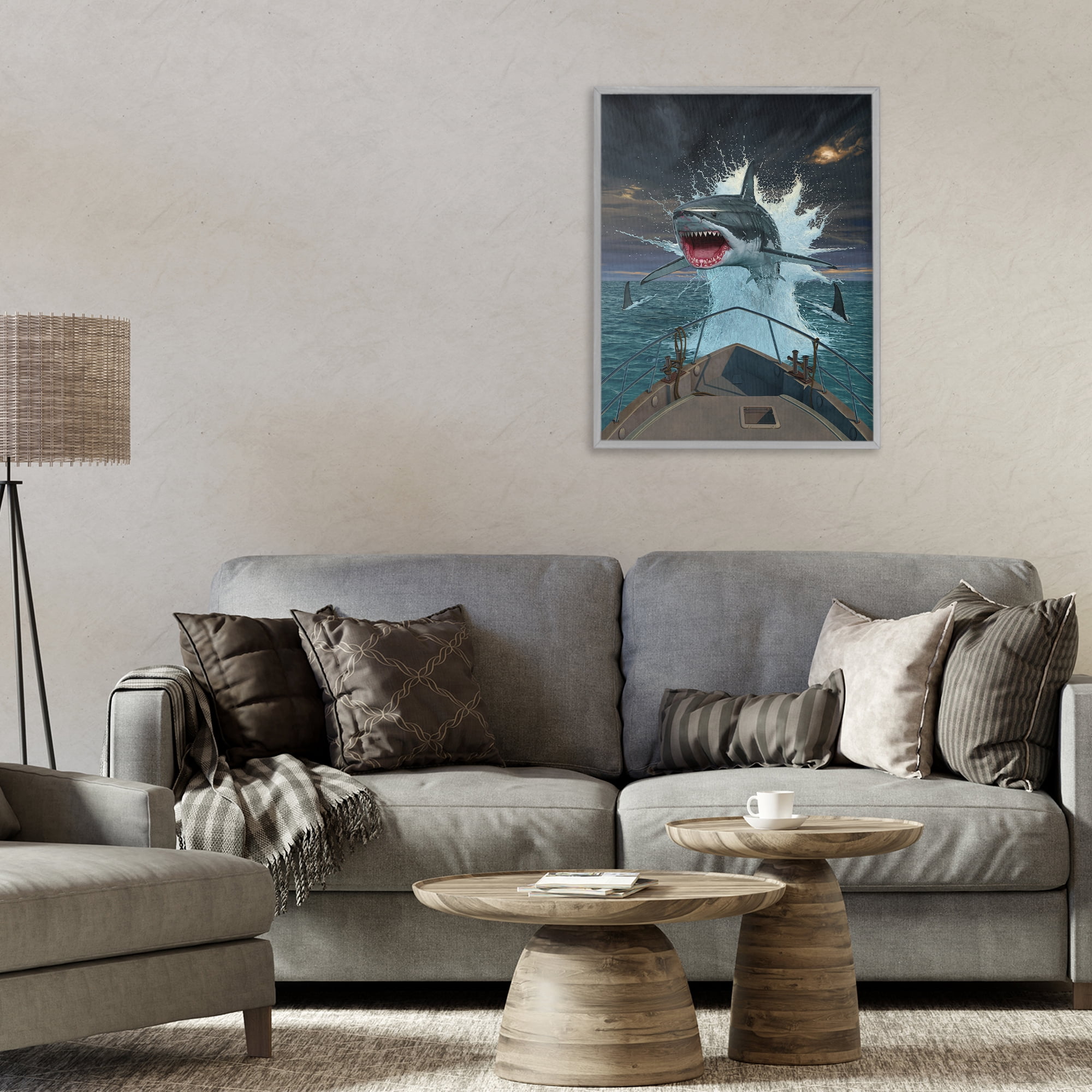 Stupell Industries Fish Out Of Water Gray Framed Giclee Art, design by Vincent Hie