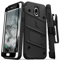 Zizo BOLT Series compatible with Samsung Galaxy Amp Prime 3 Case Military Grade Drop Tested with Tempered Glass Screen Protector Holster