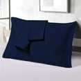 thumbnail image 2 of 400 Thread Count - Twin Size 10" Inch Deep Pocket 3 Piece Fitted Sheets Set, Extra Deep & 100% Egyptian Cotton Bottom Sheets, Ultra-Soft Mattresses & Bed Covers - Navy Blue Stripe., 2 of 4
