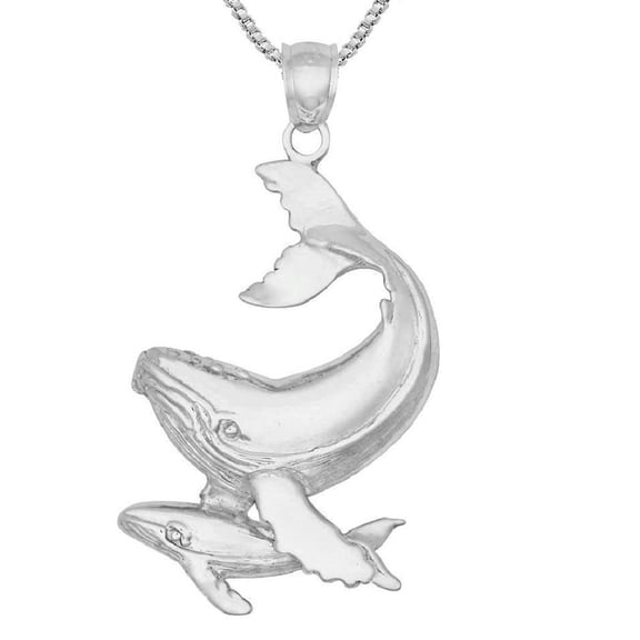 925 Sterling Silver Necklace w/ Humpback Whale Pendant