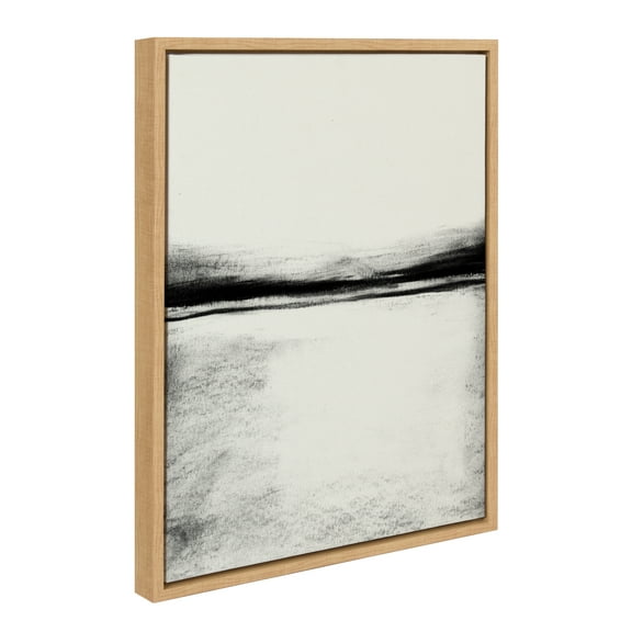 Kate and Laurel Sylvie 646 Charcoal Landscape Framed Canvas Wall Art by Teju Reval of SnazzyHues, 18x24 Natural, Minimalist Neutral Landscape Art, Coastal Wall Décor