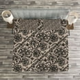 thumbnail image 3 of Ambesonne Gothic Quilted Bedspread Set 3 Pcs, Flowers Butterflies Lace, King Size, Tan Black, 3 of 3