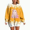 thumbnail image 4 of Towmus Halloween Sweaters for Women Novelty Xmas Roundneck Snowflake Sweatshirts Sequin Ghost Print Long Sleeve Pullover Tops, 4 of 6